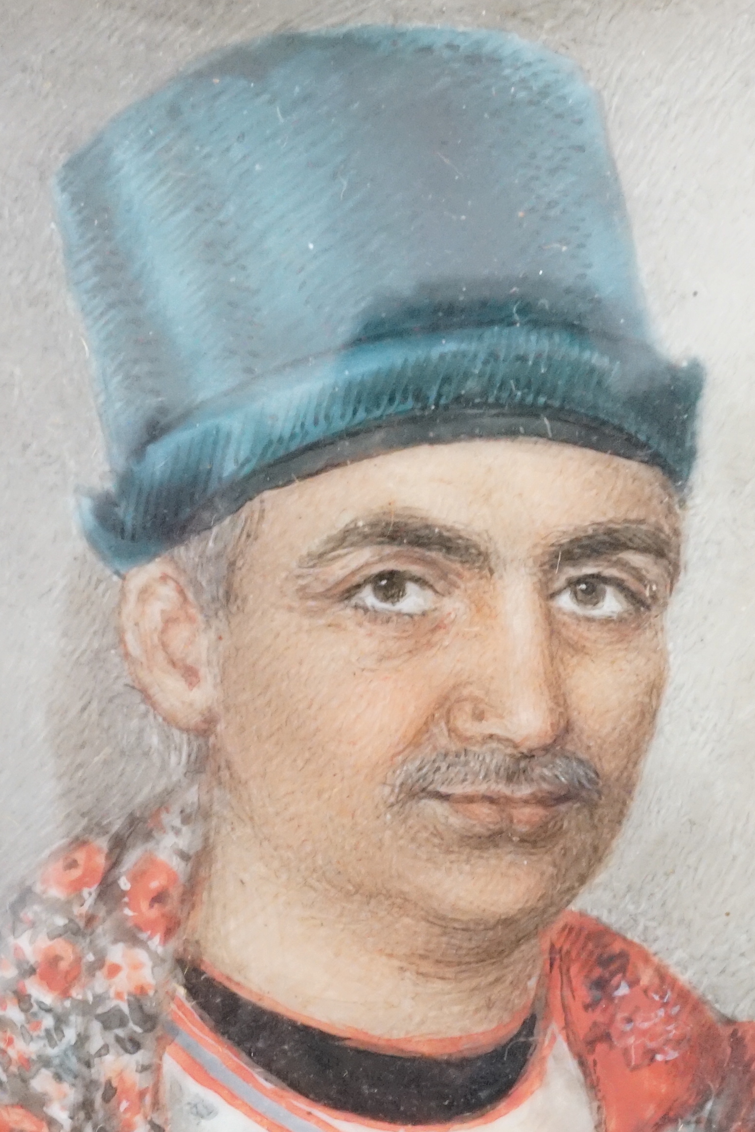 19th Century Indian School, Portrait miniature of an Indian gentleman, watercolour on ivory, 8.5 x 7cm. CITES Submission reference JB8W3PTN